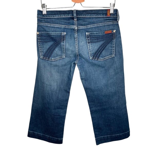 7 For All Mankind Dojo Crop Mid Rise Blue Denim  Jeans Size 29 - Picture 1 of 9